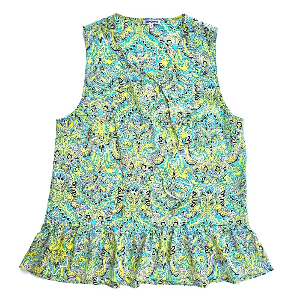 Juicy Couture | Satin Paisley | Peplum Hem  Sleeveless Tunic Tank | Sz Med